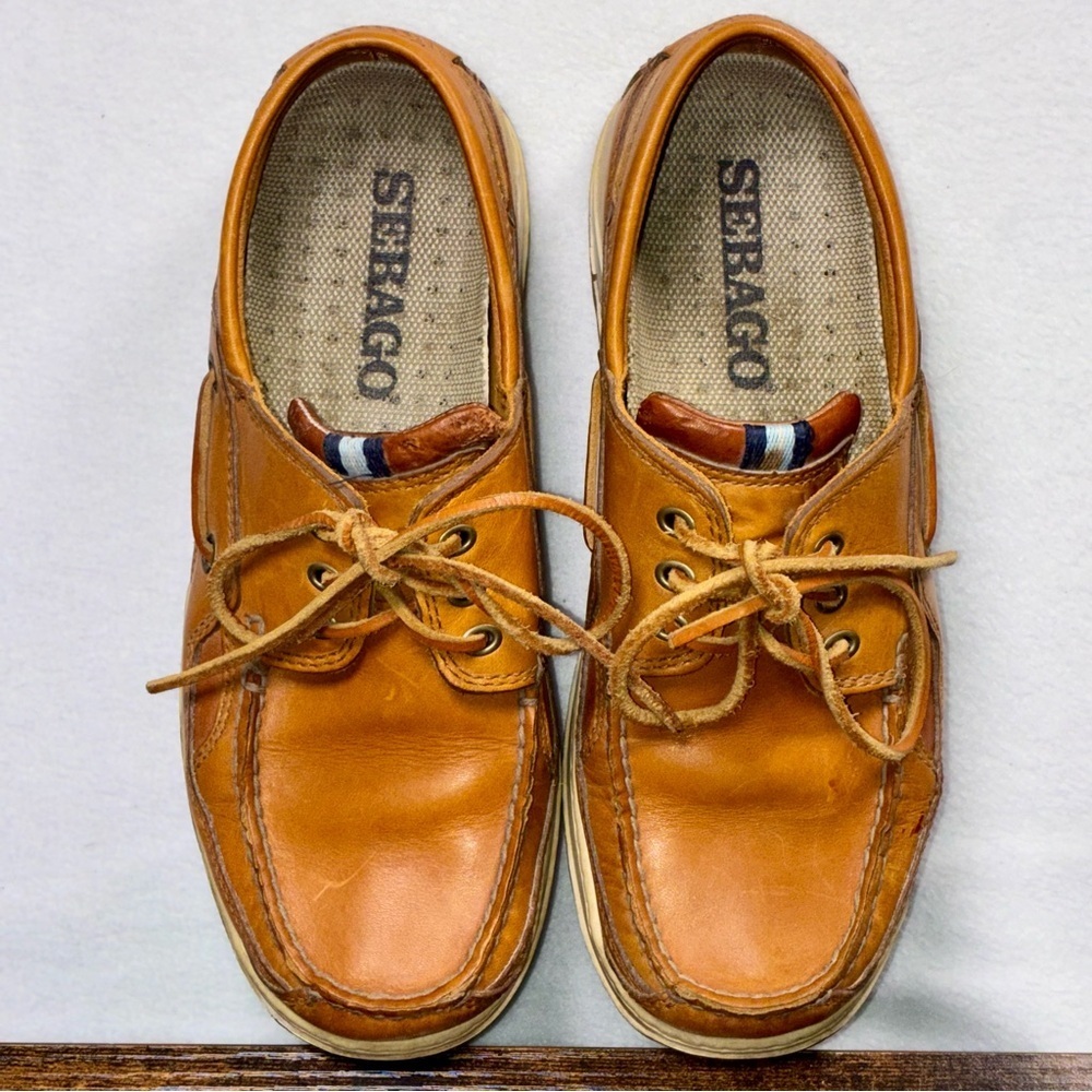Sebago Becket Mens Boat Shoes Casual Tan Size 9M Leather Loafers Preppy Sailing